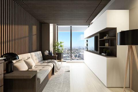 Illustration of Penthouse Apartments In A Modern Luxury High-Rise Complex