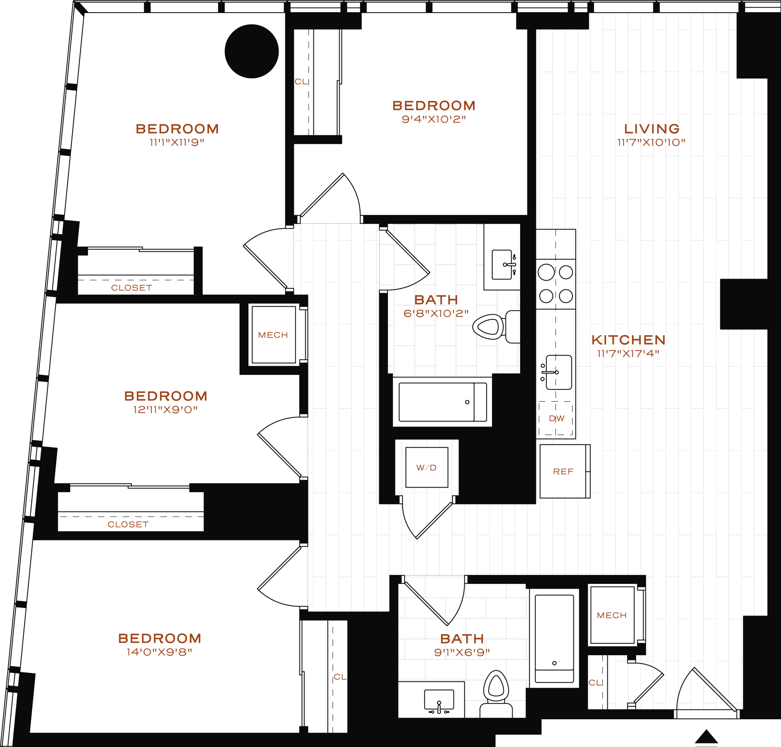 Rendering of the 4 Bed - 2 Bath Floor Plan